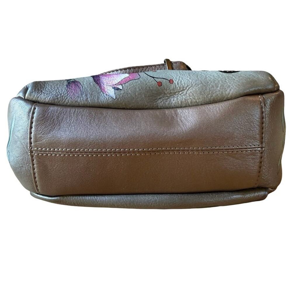 Anuschka Floral Leather Painted Crossbody Purse Handbag Shoulder Bag 8x7x3 - Picture 4 of 13